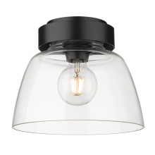 Golden 0314-FM10 BLK-CLR - Golden Lighting Remy 1-light Flush Mount in Matte Black